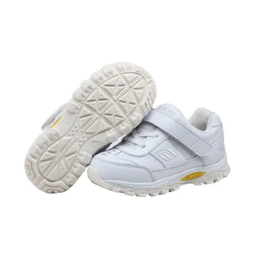 Mt. Emey 3301-3L White - Children Straight Last Athletic Shoes with Elastic Laces