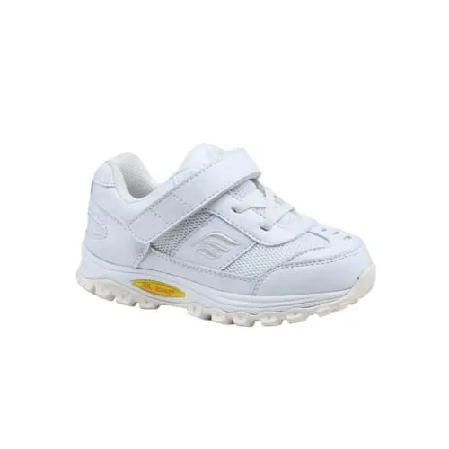 Mt. Emey 3301-3L White - Children Straight Last Athletic Shoes with Elastic Laces