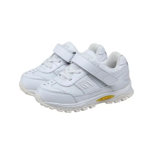 Mt. Emey 3301-3L White - Children Straight Last Athletic Shoes with Elastic Laces