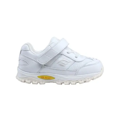 Mt. Emey 3301-3L White - Children Straight Last Athletic Shoes with Elastic Laces