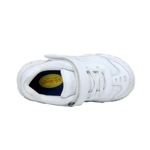 Mt. Emey 3301-3L White - Children Straight Last Athletic Shoes with Elastic Laces
