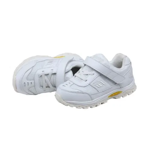 Mt. Emey 3301-3L White - Children Straight Last Athletic Shoes with Elastic Laces