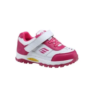 Mt. Emey 3301-5L White/Rosy Red - Children Straight Last Athletic Shoes with Elastic Laces