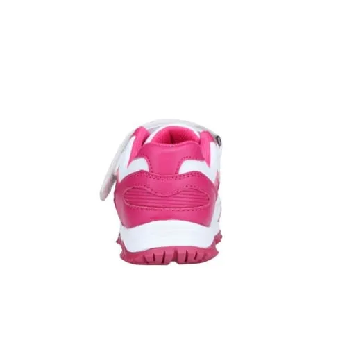 Mt. Emey 3301-5L White/Rosy Red - Children Straight Last Athletic Shoes with Elastic Laces