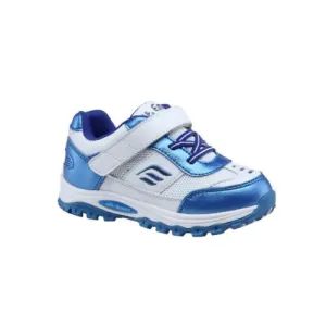Mt. Emey 3301-6L White/Navy Blue  - Children Straight Last Athletic Shoes with Elastic Laces