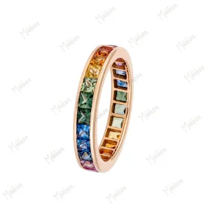 Multi Sapphire Eternity Band Ring in US Size 6.5