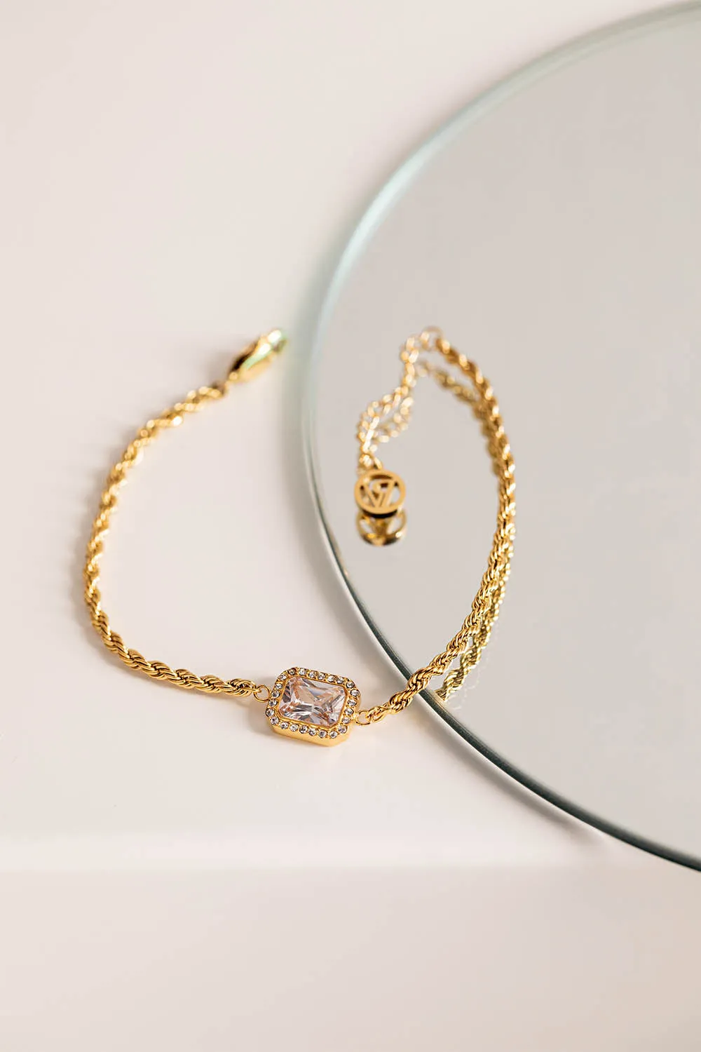 Pavé Emerald Bracelet 14K Gold Plated
