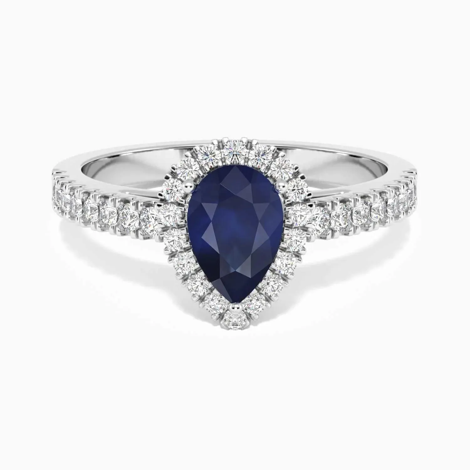 Pear Shape Blue Sapphire Ring - Halo - Irosk®