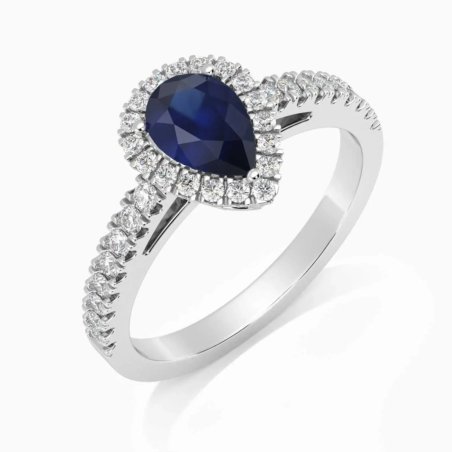 Pear Shape Blue Sapphire Ring - Halo - Irosk®
