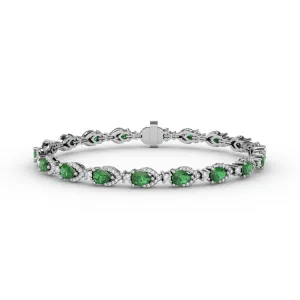 Pear-Shaped Emerald and Diamond Bracelet