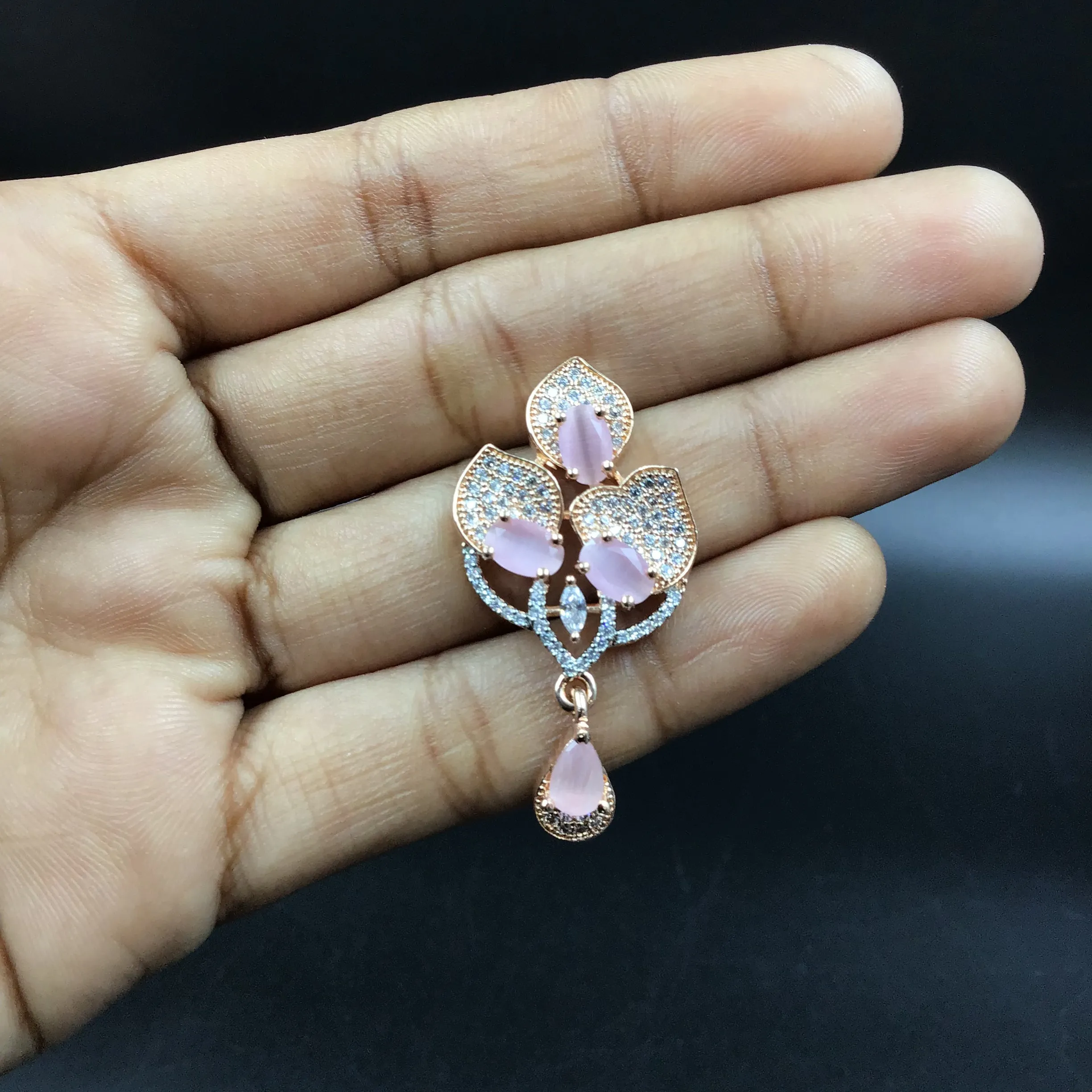 Pink Zircon/AD Pendant Set 16396-3543