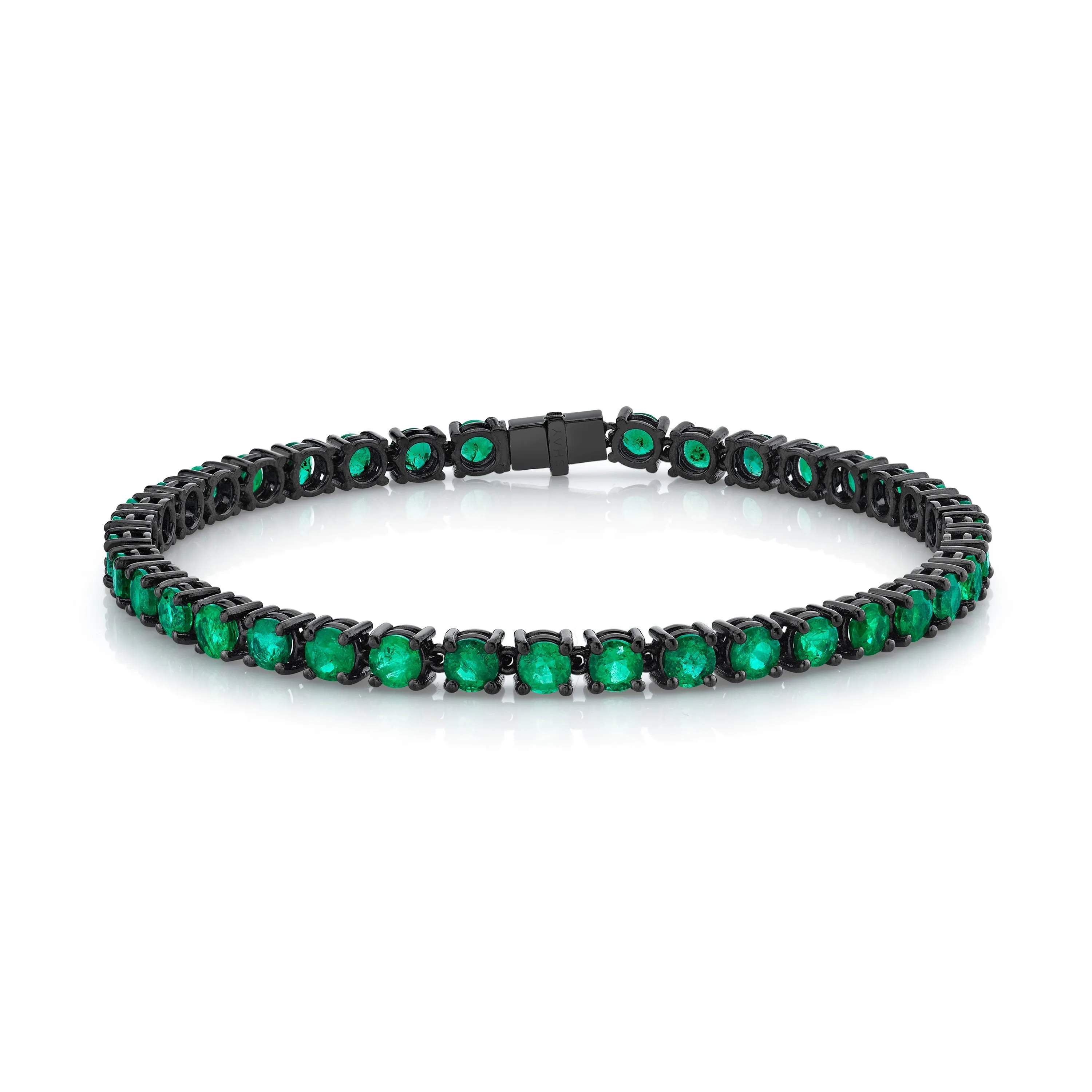 READY TO SHIP MEN'S ROUND EMERALD TENNIS BRACELET