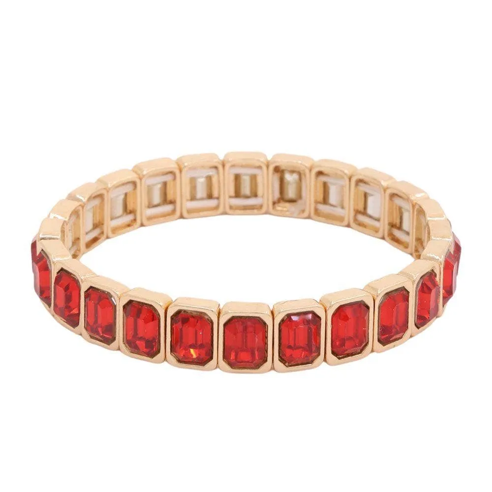 Red Emerald Crystal Stretch Bracelet