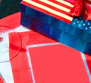 Red Hemstitch Cocktail Napkin 6" Inch