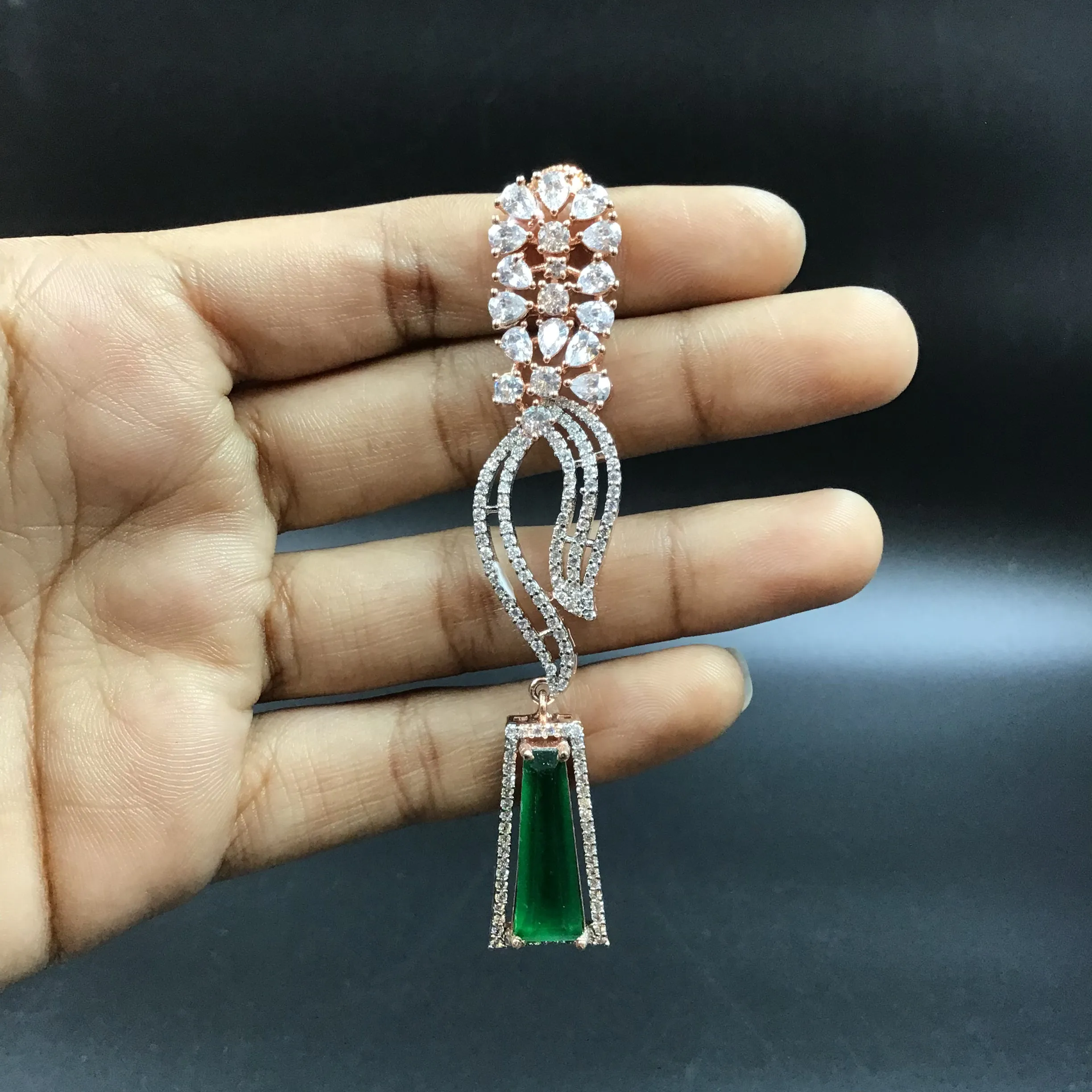 Rose Gold plated  Zircon/AD Long Earring 9226-3875