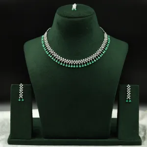 Round Neck Zircon/AD Necklace Set 12549-28
