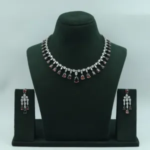Round Neck Zircon/AD Necklace Set 16217-69
