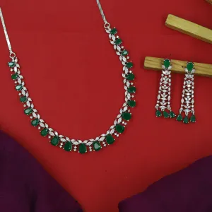Round Neck Zircon/AD Necklace Set 16218-69