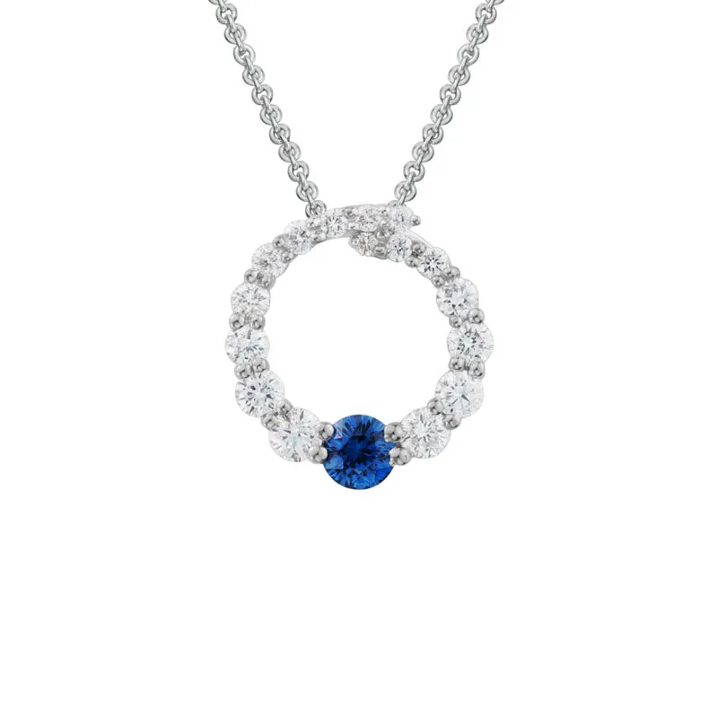 SAPPHIRE AND DIAMOND CIRCLE PENDANT