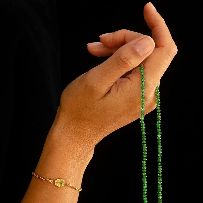 Scarab Bracelet, Emerald, 9kt Yellow Gold