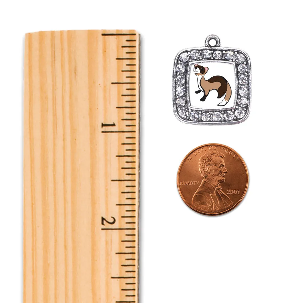 Silver Ferret Square Charm Braided Bracelet