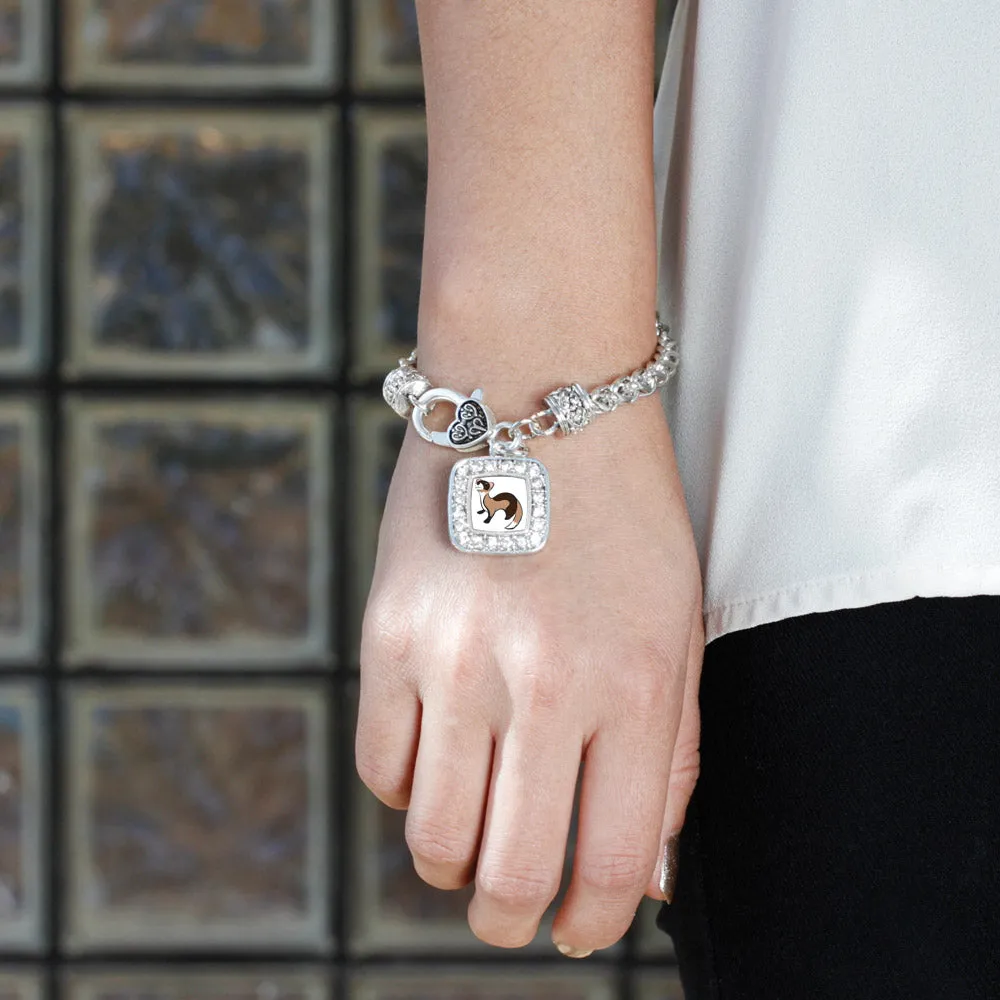 Silver Ferret Square Charm Braided Bracelet