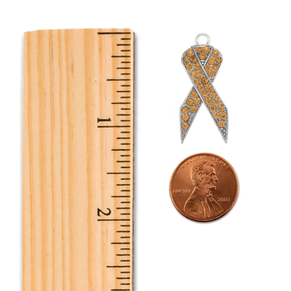 Silver Hope Orange Awareness Ribbon Charm Toggle Bracelet