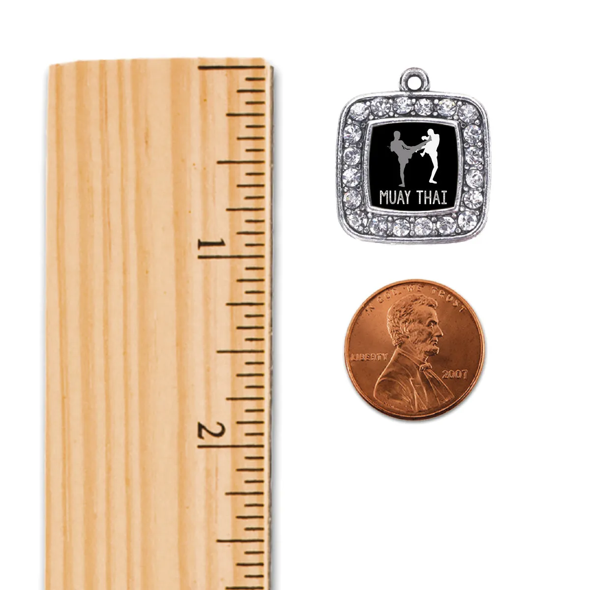 Silver Muay Thai Square Charm Toggle Bracelet