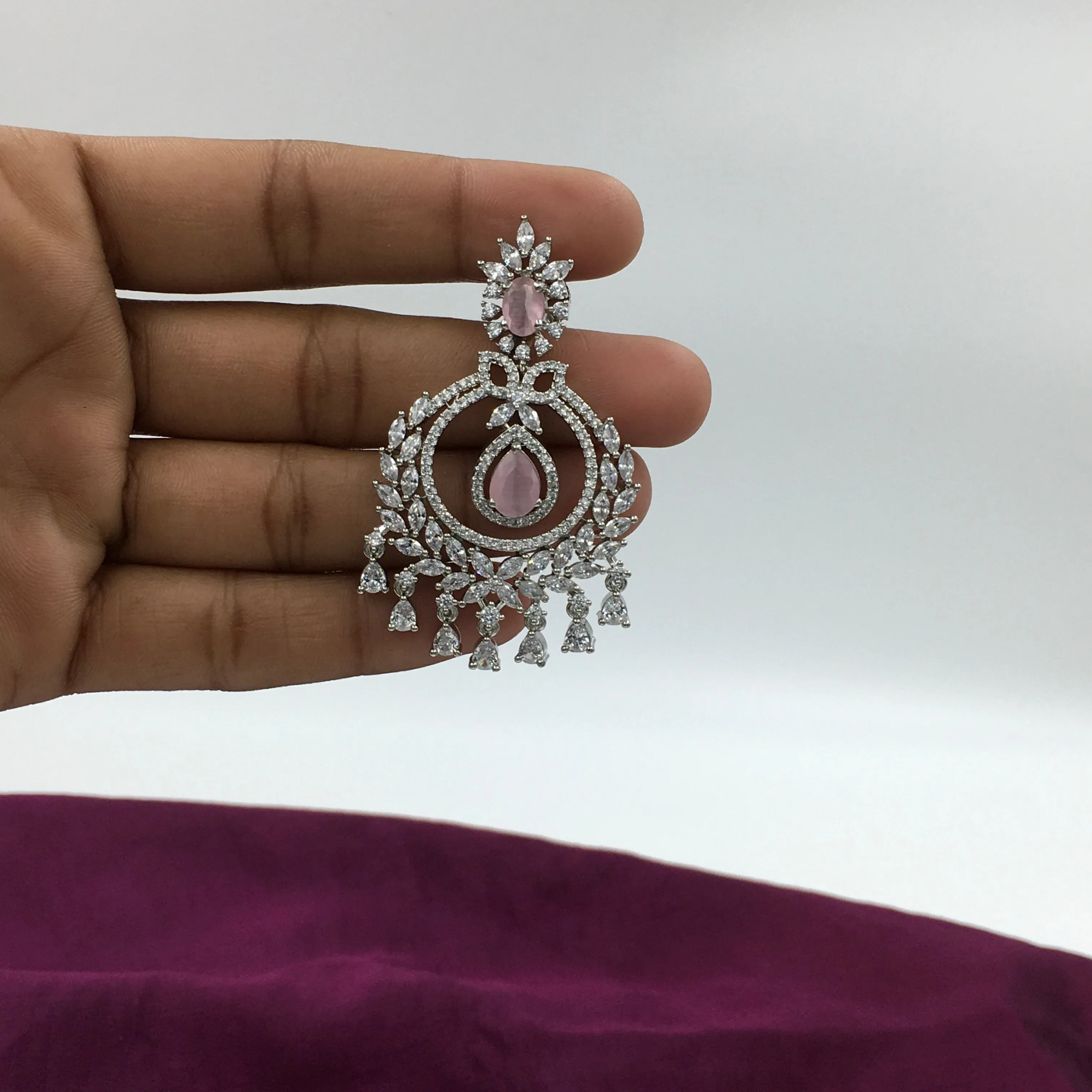 Silver Polish Zircon/AD Earring 6718-69