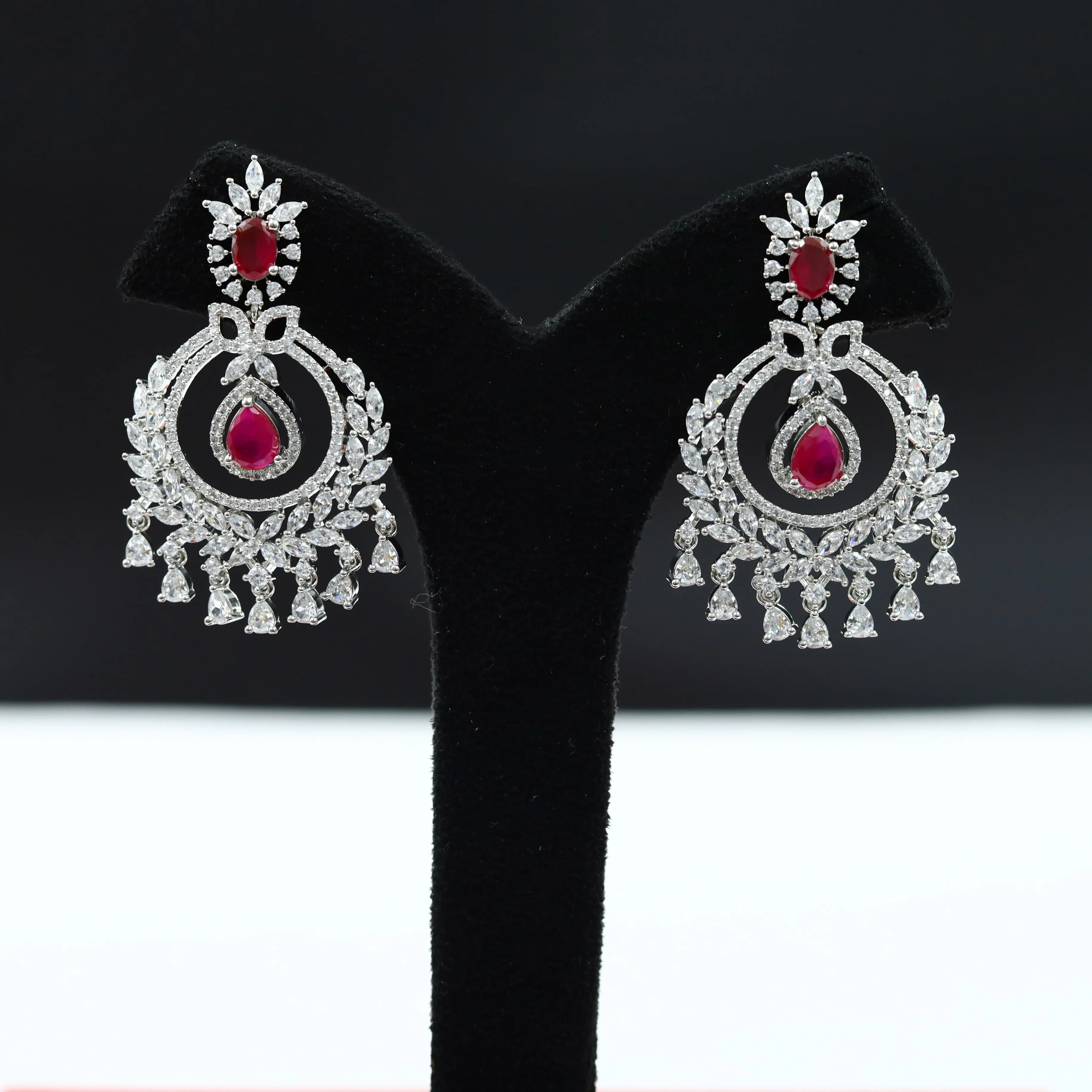 Silver Polish Zircon/AD Earring 6718-69