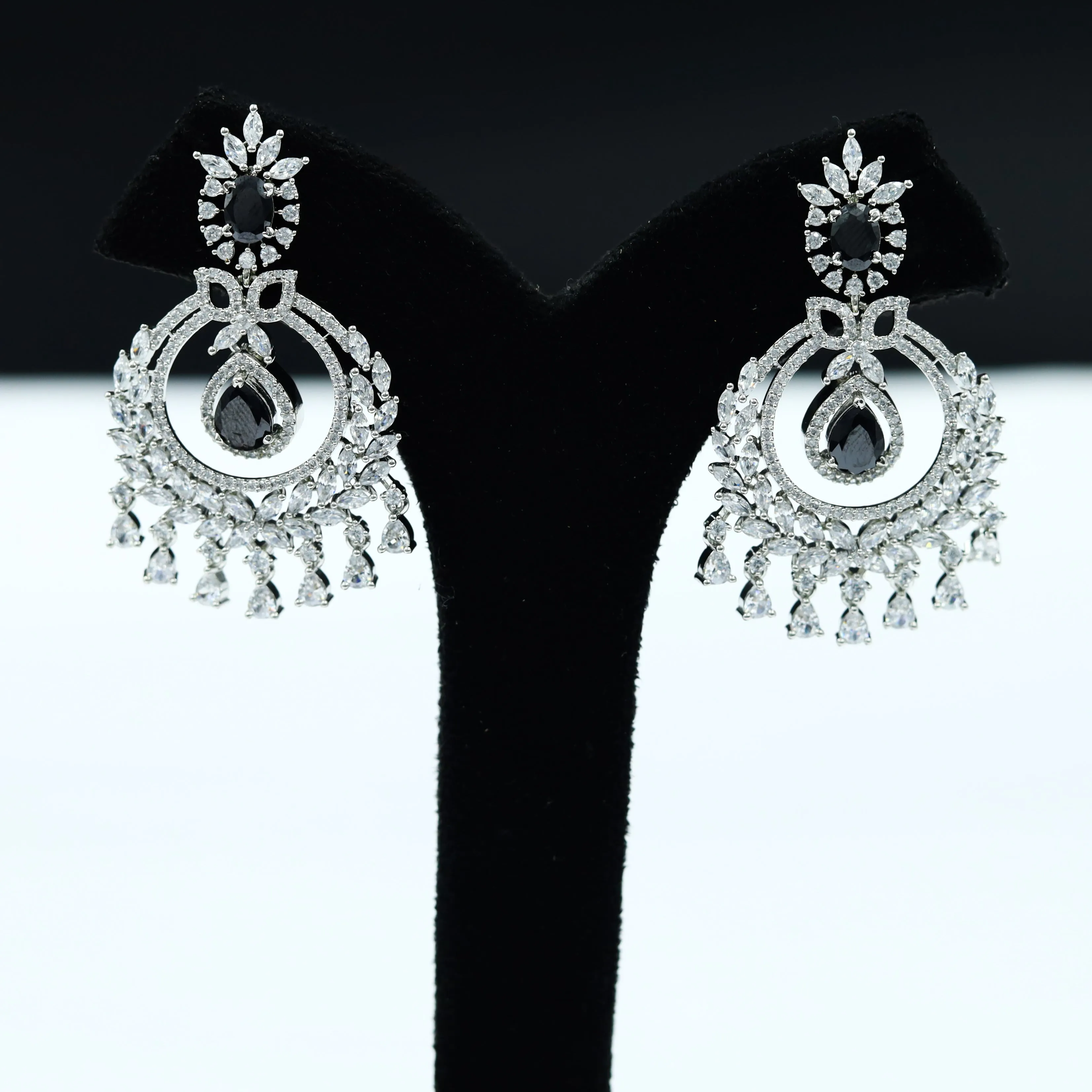 Silver Polish Zircon/AD Earring 6718-69