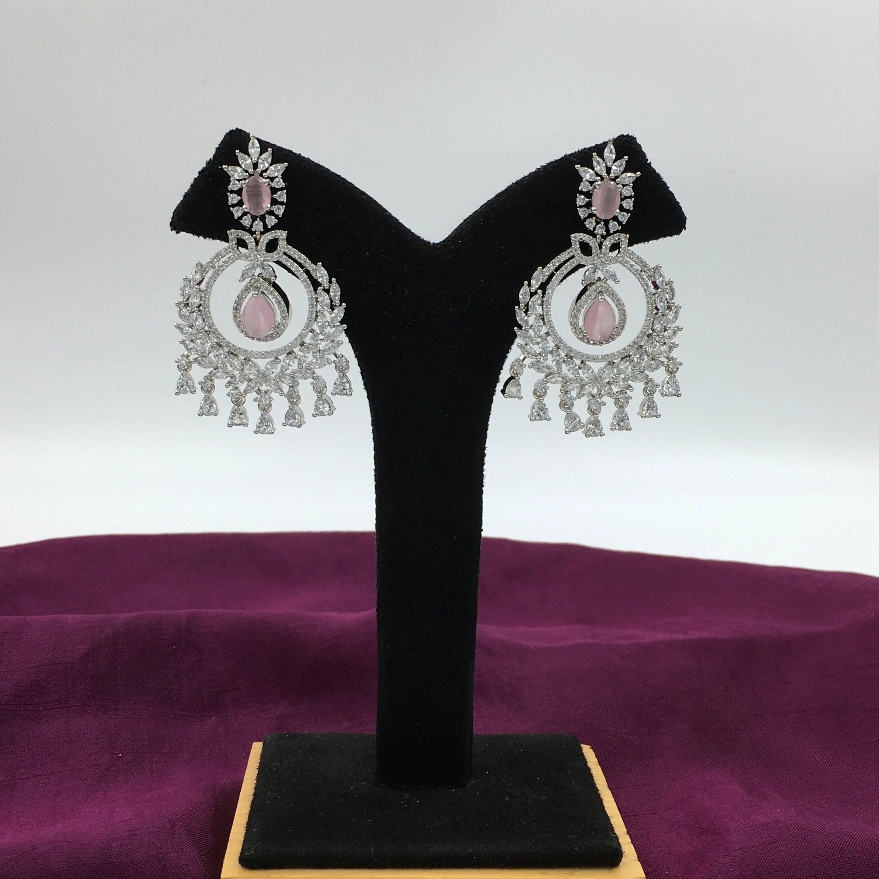 Silver Polish Zircon/AD Earring 6718-69