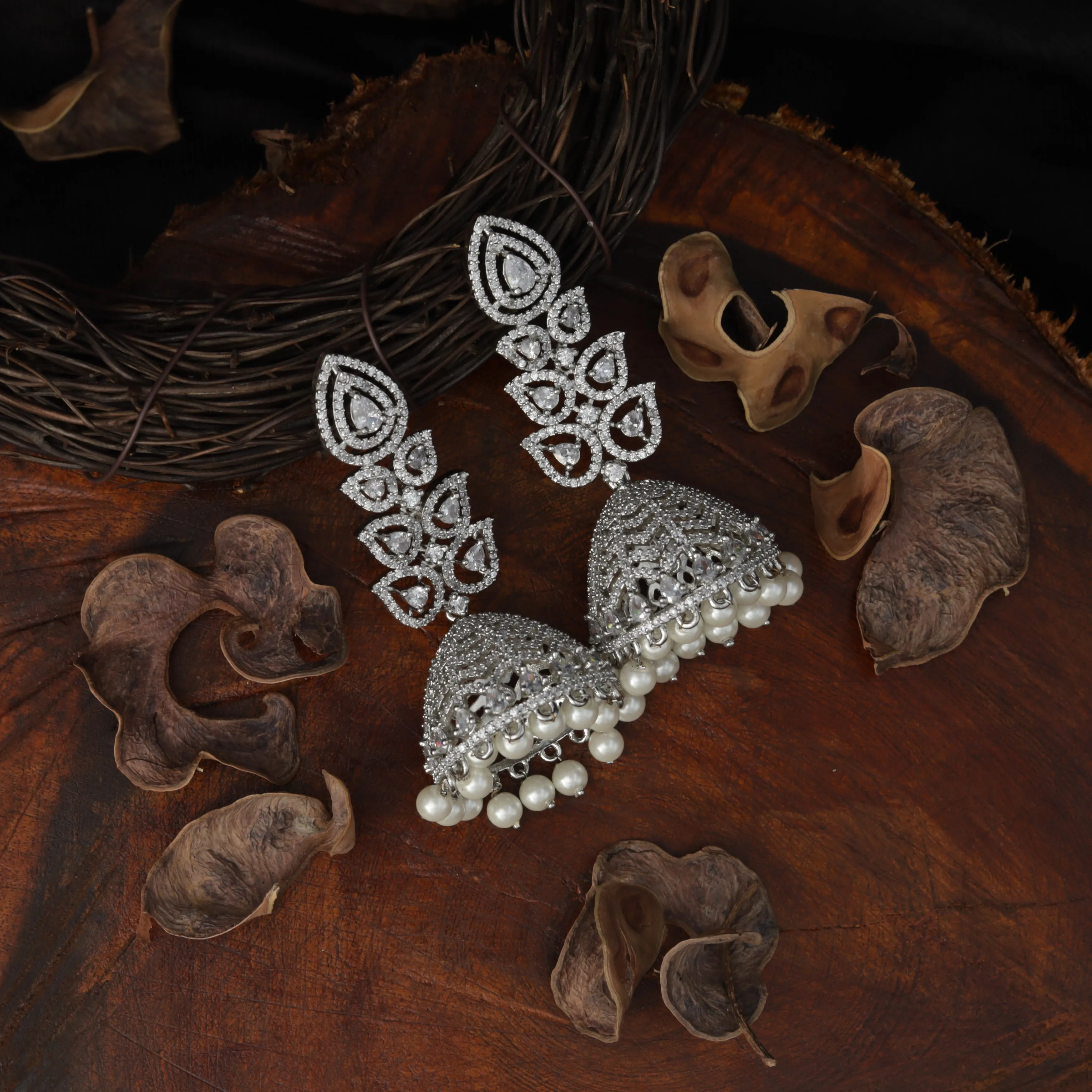 Silver Polish Zircon/AD Earring 6776-69