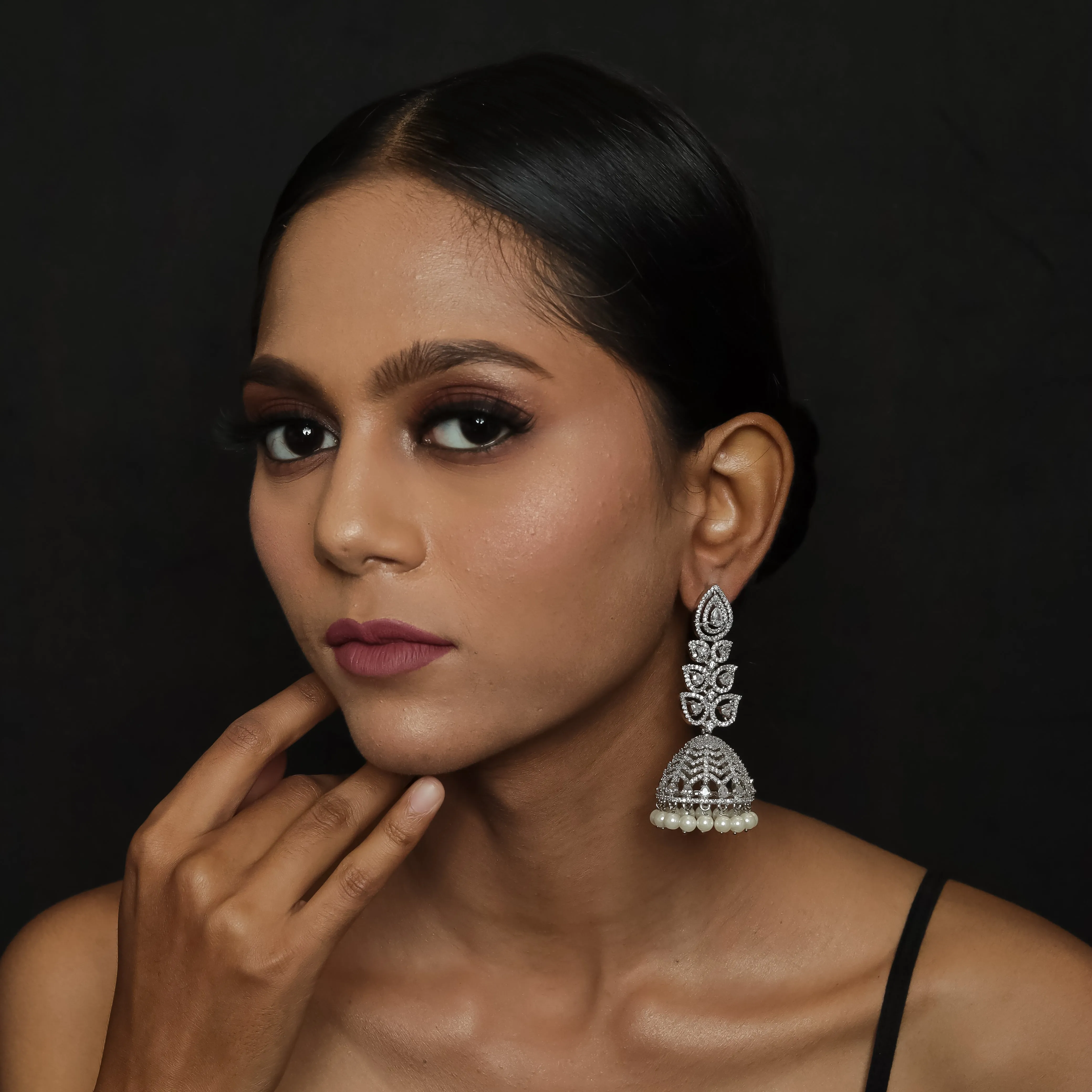 Silver Polish Zircon/AD Earring 6776-69