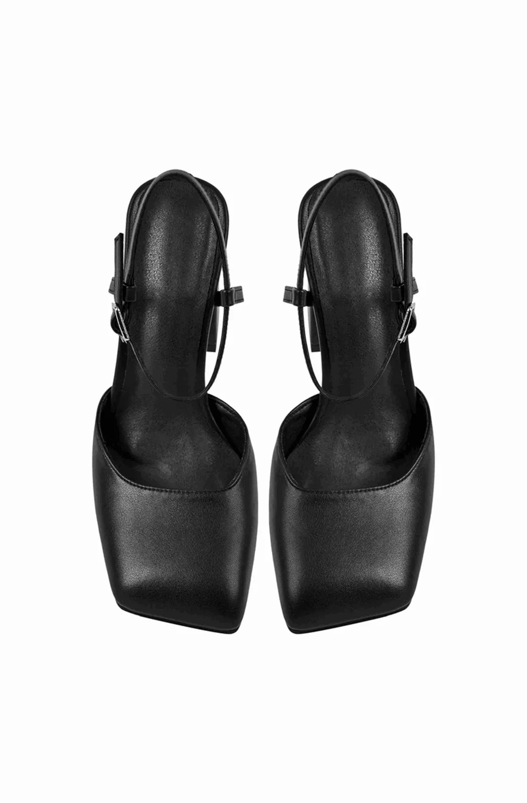Square toe pumps with ankle strap