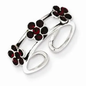 Sterling Silver Stellux Crystal Floral Toe Ring