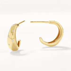 White Zircon Polka Dot Hoops in Gold